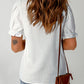 Boho Embroidered Notched Neck Flounce Sleeve Top