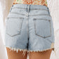 Distressed Mid-Rise Light Denim Shorts