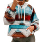 Boho Aztec Western Multi Color Drawstring Pullover Hoodie