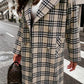 Boho Women’s Long Plaid Overcoat With Collared Neckline And Button Front