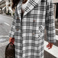 Boho Women’s Long Plaid Overcoat With Collared Neckline And Button Front