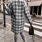 Boho Women’s Long Plaid Overcoat With Collared Neckline And Button Front
