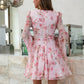 Bohemian Sexy V-Neck Floral Print Bell Sleeve Dress