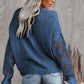 Women's Long Sleeve Cutout Petal Crochet Sleeve Boho Sweater