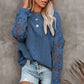 Women's Long Sleeve Cutout Petal Crochet Sleeve Boho Sweater