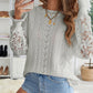 Women's Long Sleeve Cutout Petal Crochet Sleeve Boho Sweater