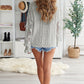 Women's Long Sleeve Cutout Petal Crochet Sleeve Boho Sweater
