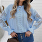 Women's Long Sleeve Cutout Petal Crochet Sleeve Boho Sweater