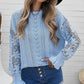 Women's Long Sleeve Cutout Petal Crochet Sleeve Boho Sweater