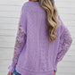 Women's Long Sleeve Cutout Petal Crochet Sleeve Boho Sweater