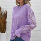 Women's Long Sleeve Cutout Petal Crochet Sleeve Boho Sweater