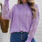 Women's Long Sleeve Cutout Petal Crochet Sleeve Boho Sweater