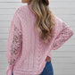 Women's Long Sleeve Cutout Petal Crochet Sleeve Boho Sweater