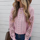 Women's Long Sleeve Cutout Petal Crochet Sleeve Boho Sweater
