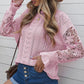 Women's Long Sleeve Cutout Petal Crochet Sleeve Boho Sweater