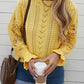 Women's Long Sleeve Cutout Petal Crochet Sleeve Boho Sweater