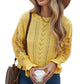 Women's Long Sleeve Cutout Petal Crochet Sleeve Boho Sweater