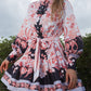Women’s Multi Pattern Floral Tea Party Mini Dress With Puffy Sleeves And High Button Up Collar
