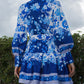 Women’s Multi Pattern Floral Tea Party Mini Dress With Puffy Sleeves And High Button Up Collar
