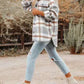 Women’s Long Sleeves Button Cuffs Plaid Shirt Jacket Shacket