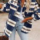 Women’s Long Sleeves Button Cuffs Plaid Shirt Jacket Shacket