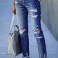 Women’s Rip Vibes Distressed Straight Leg Denim Jeans