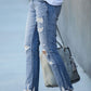 Women’s Rip Vibes Distressed Straight Leg Denim Jeans