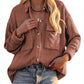 Women’s Button-down Collar Oversized Corduroy Shirt Jacket Shacket