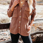 Women’s Button-down Collar Oversized Corduroy Shirt Jacket Shacket
