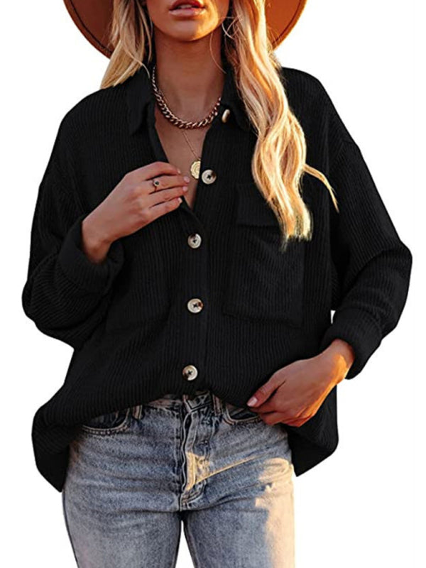 Women’s Button-down Collar Oversized Corduroy Shirt Jacket Shacket