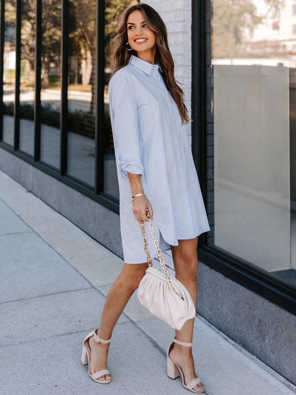 Solid color sales shirt dress