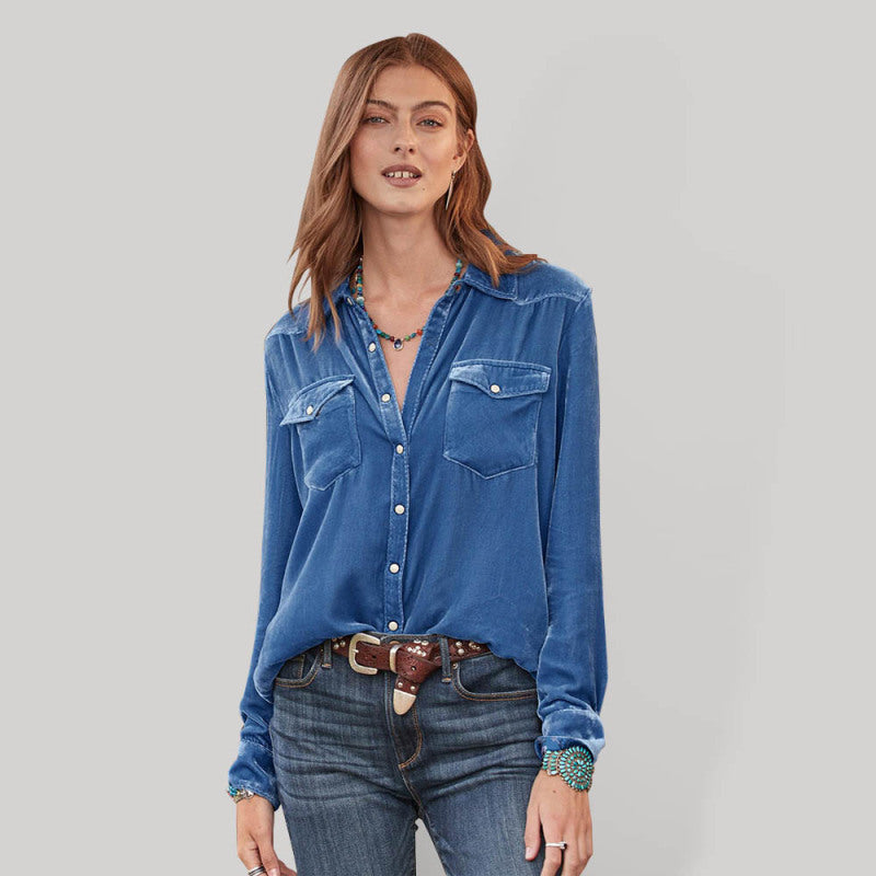 Women's Western Utility Velvet Button Up Shirt