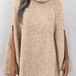 Women's Solid Color Ribbed Turtleneck Sweater Cape