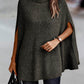 Women's Solid Color Ribbed Turtleneck Sweater Cape