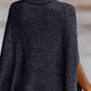 Women's Solid Color Ribbed Turtleneck Sweater Cape