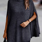 Women's Solid Color Ribbed Turtleneck Sweater Cape