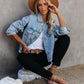 Women's Cropped Trendy Frayed Hem Denim Jacket