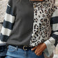 Boho 90's Inspired Colorblock Leopard and Stripe Long Sleeve Top