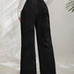 Women's Elastic Waistband Mid-Waist Corduroy Wide Leg Slit Pants