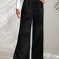 Women's Elastic Waistband Mid-Waist Corduroy Wide Leg Slit Pants