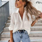 Women's Simple Solid Color V-neck Button Lapel Shirt