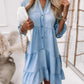 Women's Chiffon Denim Button Front Shirtdress