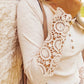 Boho Round Neck Lace Sleeves Loose Solid Color Long Sleeved T-shirt