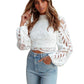 Women's Boho Woven Lace Elegant Lantern Sleeve Shirt