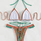 Women's Boho Ethnic Print Ruffles and Frills Halter Bikini