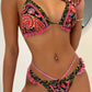 Women's Boho Ethnic Print Ruffles and Frills Halter Bikini