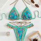 Women's Boho Ethnic Print Ruffles and Frills Halter Bikini