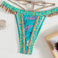 Women's Boho Ethnic Print Ruffles and Frills Halter Bikini