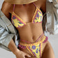 Women's Boho Ethnic Print Ruffles and Frills Halter Bikini