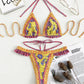 Women's Boho Ethnic Print Ruffles and Frills Halter Bikini